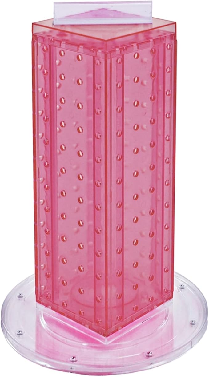 Azar Displays 700220-PNK Pink Pegboard Interlocking Counter Unit 4" x 13" On 9" Diameter Base