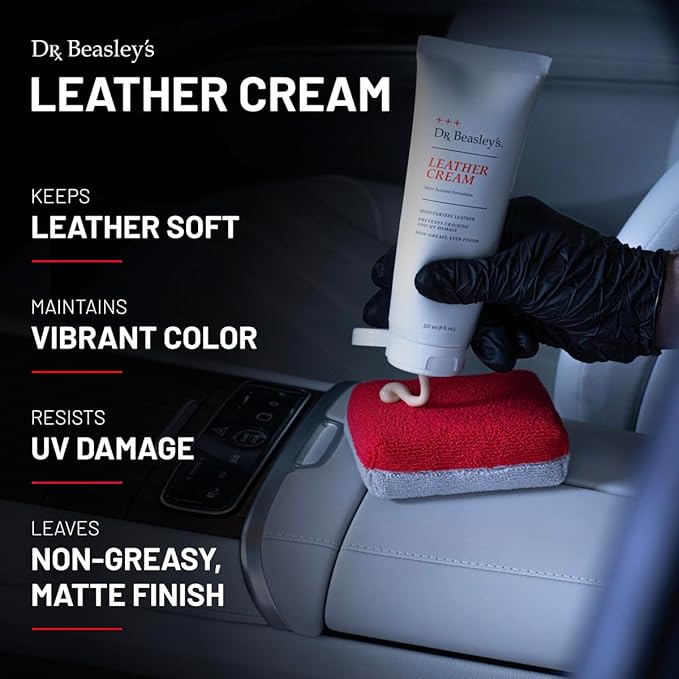 Dr. Beasley's Leather Cream 8 oz - Elite Leather Care Solution, Protects & Rejuvenates Leather Auto Interior, UV Inhibitors, 