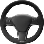 MEWANT Tesla Hand Stitched Steering Wheel Cover for Model 3/Y Accessories