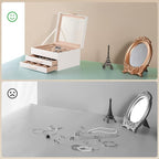 Somduy Jewelry Box Organizer for Women,3 Layers PU Leather Jewelry Storage Display Box with Glass Lid,Gift for people,3 Drawe