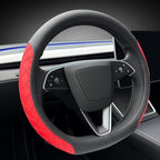 LKWLIKEI Leather Steering Wheel Cover. Elegant Diamond Checkered Design, Non-Slip and Breathable, for Tesla Model 3/Y Steerin