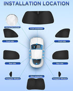 8PCS Window Shades for Ford Mustang Mach-E(2021-2025) Accessories – Full Coverage Sun Shade for Side Windows, Rear Triangular & Windshield – UV Protection & Privacy for Camping, Napping, Relaxing