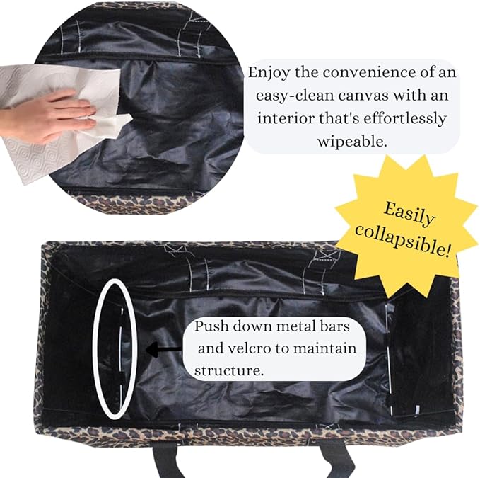 NGIL Extra Large Utility Tote Reusable Grocery Organizing Bag Oversized Collapsible for Storage, Picnic,Car, Beach (Leopard Print)