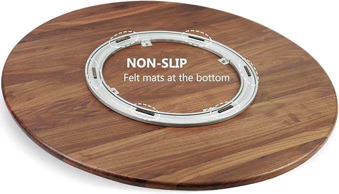 30 Inches Black Walnut Wood Lazy Susan Organizer, Solid Wooden Round Turntable, Rotating Tray for Table Top/Counter Top