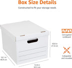Amazon Basics Medium Duty Storage/Filing Boxes with Lid and Handles, Legal/Letter Size, 12-Pack, White, 16.2" L x 12.5" W x 1