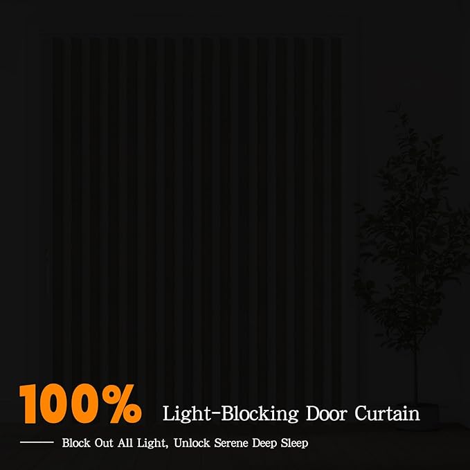Jilron Accordian Door Curtain, 100% Blackout Folding Magnetic Doorway Curtains,Linen Style Closet Doors,for Room Divider,Priv