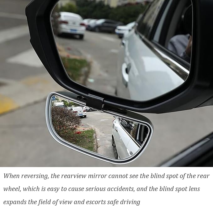 Mandark 2PCS Car Blind Spot Mirror, Rectangle HD Glass Convex Vehicle Rearview Mirror, Wide Angle Adjustible Auto Exterior Blindspot Side View Mirror, Universal for SUV, Sedan, Truck (Silver)