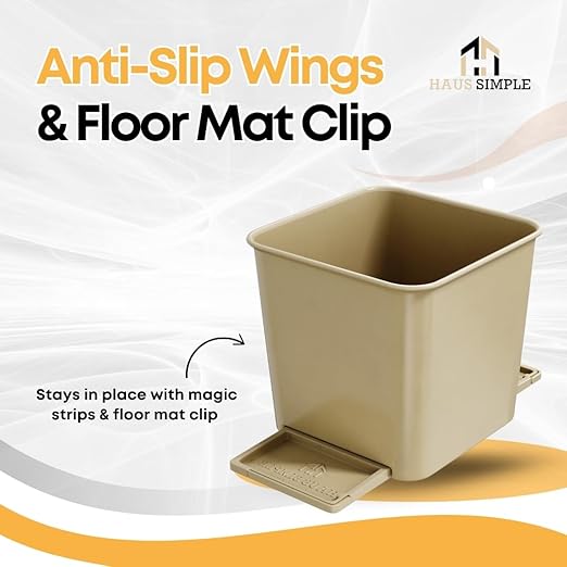 Car Trash Can with Stability Wings – Leakproof Portable Garbage Bin for Fabric & Rubber Mats – Compact Durable Plastic Auto Organizer for Cars, SUVs, Trucks (Mocha, Small)