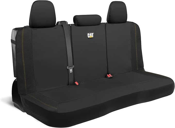 CAT PU Leather Rear Bench Seat Cover – Black, 60/40 Split Fit for Cars, Trucks, SUVs – Waterproof, Scratch-Resistant, Semi-Un