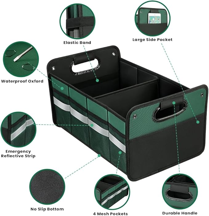 Car Trunk Organizer, Car Storage Organizer, Collapsible Multi Compartment for Car, Suv, Sedan, Truck, 100L, Extra Larger