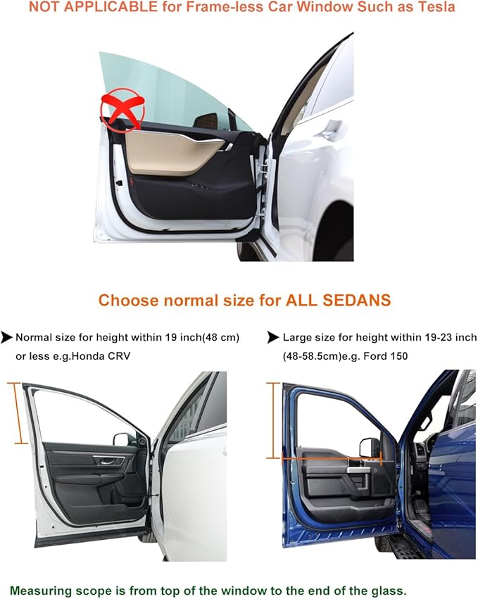 Bayan 2 Pack Car Side Window Screen Covers for Camping Car Side Window Sun Shade Driver Side Window Bug Screen-Fit Sedans and Compact SUVs Like Toyota Highlander SUV, CRV, RAV4