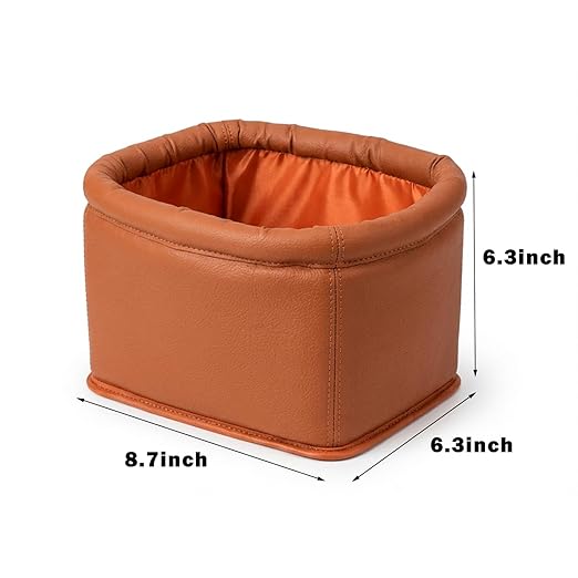 Leather Car Trash Can, Luxury Car Organizer, Leakproof Garbage Can for Car and Trucks, Brown