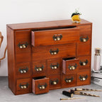 Apothecary Drawers Card Catalog Cabinet with 14 Drawers Wooden Card Catalog Wooden Storage Box for Desktop Organizer (Brown)