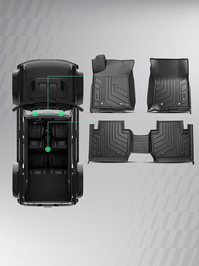 YHTAUTO Floor Mats Fit 2016-2023 Toyota Tacoma Access Cab, TPE All Weather Car Mats Waterproof Anti-Slip Odorless Floor Liner, Interior Car Accessories Front & 2nd Row Liner