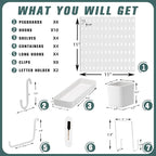 MULSAME Pegboard Combination Kit, Wall Mounted Storage Set with 8 Pegboards & 28 Accessories Hanging, Peg Boards Organizer fo