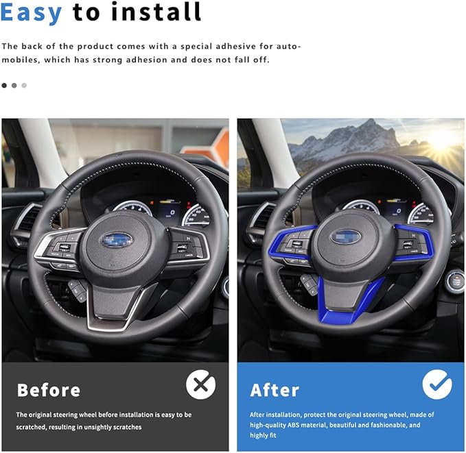 Auovo Center Console Steering Wheel Cover Trims for Subaru Crosstreck Outback Legacy Accessories 2018-2026 for Subaru Impreza 2017-2026/19-26 Forester/Ascent 2018-2026 (Blue)