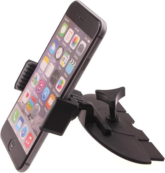 Car Mount CD Slot Holder Compatible with iPhone 16e, Cradle Swivel Dock Strong Grip CD Player Slot
