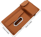 NUOBESTY Car Visor Organizer Clip with Pu Leather Tissue Holder and Sunglasses Case, Vehicle-Mounted Sun Visor Accessory for Travel and Commuting, Multifunctional Interior Pocket in Brown