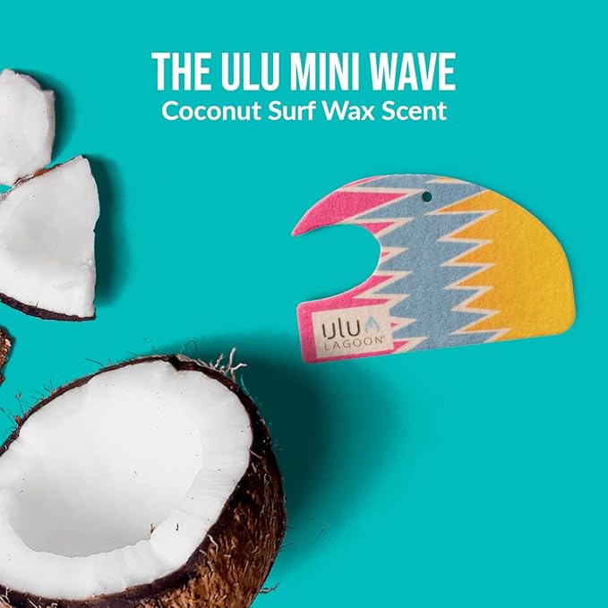 ulu Lagoon Hanging Car Air Freshener | Tropical Beach Coconut Surf Wax Scent Mini Wave | Long Lasting Car Freshener, Closet a