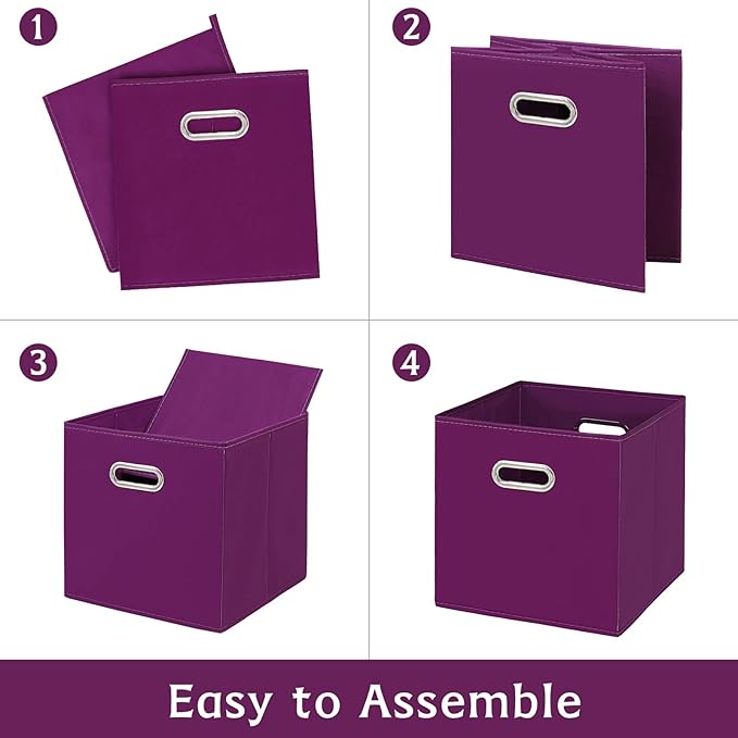 Fabric storage bins Cubes, Fabric Cube Organizer with Handle, Foldable Cube Bins for Cloth or Accessary Storage, 11x11x11, Se