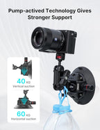 Ulanzi SC-02 Heavy-Duty Suction Cup Mount for Camera/Accessory (4.5"), Pump-actived Vacuum Camera Suction Cup Mount for Action Cameras w Quick Release NATO Magic Arm Car Boat Windshield Window Mount