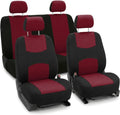 FH Group Bright Flat Cloth Full Set Car Seat Covers, Burgundy/Black- Fit Most Car, Truck, SUV, or Van