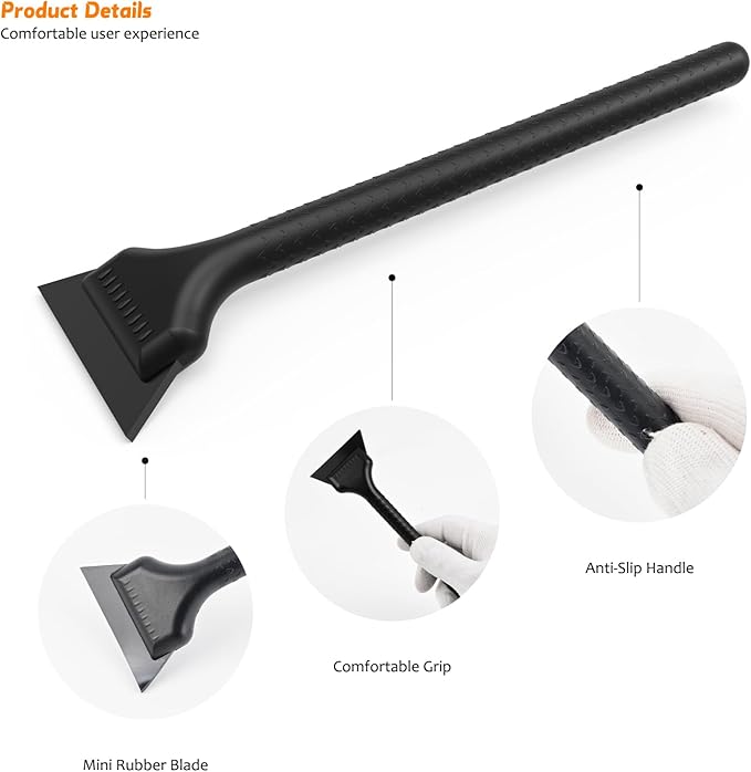 EHDIS Window Tint Tool Mini Quarter Window Squeegee Small Rubber Scraper Kit for Front Windows Rear Glass Shower Cleaning, Auto Car Glass Film Installation