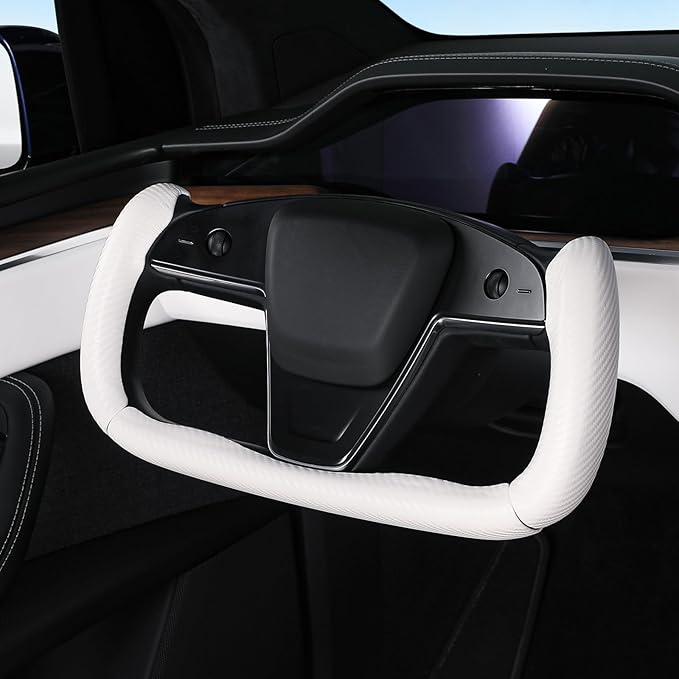 Steering Wheel Cover for Tesla Yoke Steering Wheel Cover Customzied for Tesla Model S 2021-Present/Model X 2021-Present Accessories,Anti-Slip,Comfortable Grip,Breathable,Matte White