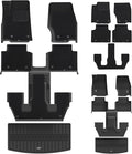 3W Floor Mats & Cargo Liner – Full Set (1st, 2nd & 3rd Row with Carpet) for Jeep Grand Cherokee L 2021-2025 2026 (Only for 6 Seat), Custom Fit TPE, All-Weather Waterproof,Black