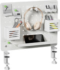 PEGZONE Clamp-on Desk Pegboard, Desk Organizer for Office Gaming Home, Magnetic Metal Peg Board with 10 Accessories, Privacy 