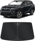 TINGLU Sun Shade for Toyota Highlander 2020-2024 2025 2026 Accessories Windshield Sun Shade Window Shade UV Rays Protection Sun Visor Cover with Steering Wheel Sunshade Storage Bag