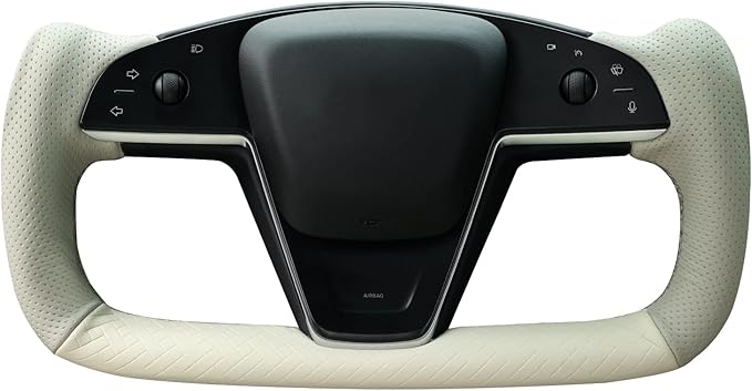 MEWANT Hand Stitched Tesla Model S Yoke Steering Wheel Cover Wrap for Tesla Model S 2021-2023 / Model X 2021-2023 Tesla Yoke Steering Wheel Accessories