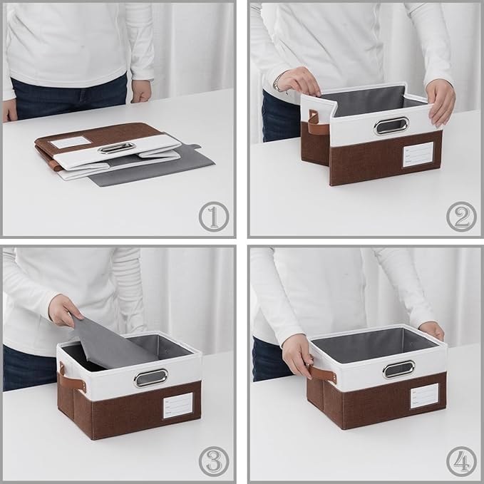 PRANDOM Foldable Storage Bins with Handles [3-Pack] Fabric Collapsible Storage Boxes Baskets Cubes Containers with Handles fo