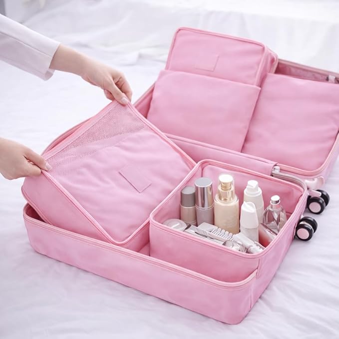 6 Set Travel Packing Cubes for Luggage – Laundry Pouch Organizer Bags, Lightweight Storage Pouches for Clothes, Shoes, and To