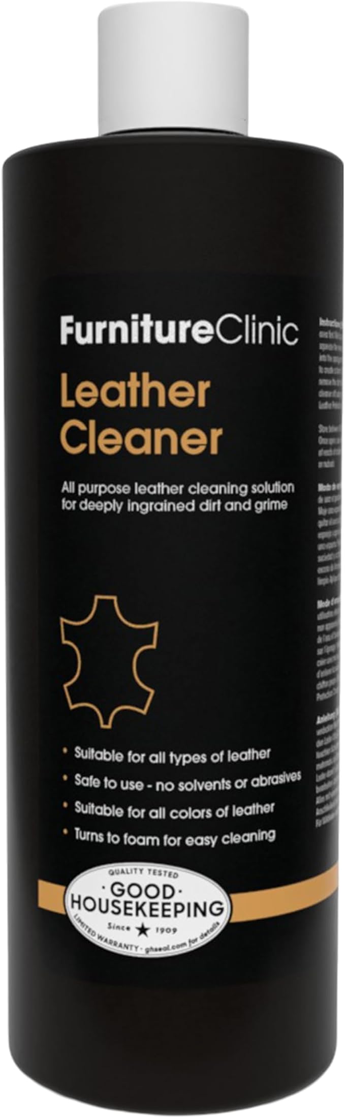 Furniture Clinic Leather Cleaner | Non-Toxic | Removes Dirt & Grime | All-Purpose Cleaning Solution for Couches, Car Seats, P