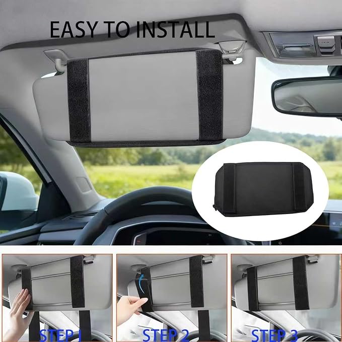 Tactical Molle Car Sun Visor Organizer – Semi-Rigid Storage Panel with Zipper Pouch & Glasses Clip, Universal Organizer for Cards, Pens & Tactical Gear, Fits All Cars, SUVs, Trucks