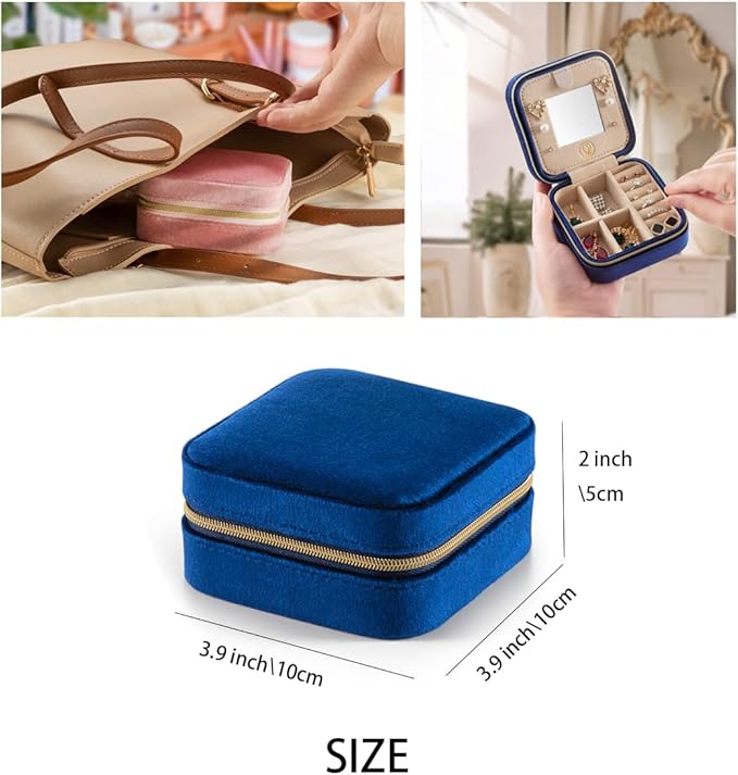 ZPROW Plush Velvet Travel Jewelry Case, Travel Jewelry Organizer, Jewelry Travel Case, Travel Jewelry Box, Small Jewelry Case