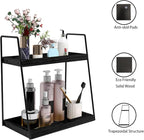 Dorhors 2 Tier Bathroom Counter Organizer Storage,Vanity Organizer for Bathroom Counter,Wood Standing Rack for Kitchen(Black)