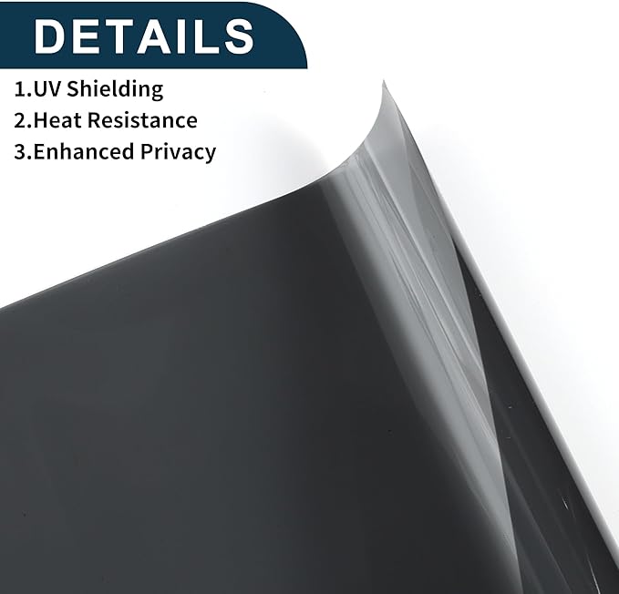 Carbon 1 PLY Car Window Tint Film VLT 38% IRR 32% UVR 74% Light Black 14.76 ft x 29.92 Inch Privacy Film 1mil PET 1 Pc