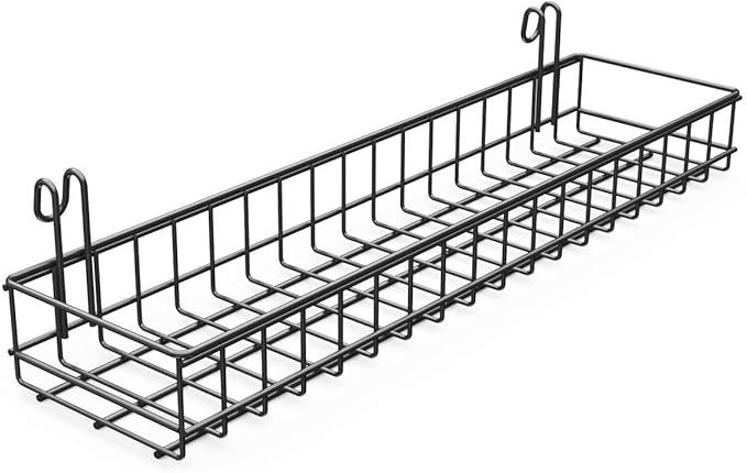 ANZOME Wire Wall Basket, Grid Basket with Hooks, Wall Mounted Organizer for Wall Grid, Kitchen Organizer, Wire Storage Shelf 