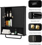 RRX Bathroom Cabinet Wall Mounted Medicine Cabinets with Towels Bar, Over The Toilet Storage Cabinet with 2 Doors and Adjusta