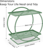 Green Perfume Organizer for Dresser, 2-Tier Bathroom Counter Organizers, Elegant Round Makeup Organizer for Vanity, Versatile