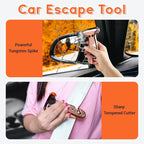SINSEN Car Window Breaker Seatbelt Cutter, Emergency Tool, Safaty Hammer to Break Glass, Escape Kit for Women, 3-in-1, Neon P