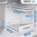 Under Sink Organizer Upgrade To Professional Rails,2-Tier Dual Pull Out Cabinet Storage,Height Adjustable Slide Out Drawers F