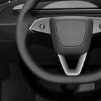 MEWANT Hand Stitched Matte Carbon Real Leather Steering Wheel Cover Wrap for Tesla Model 3 Highland 2023 2024 2025 Steering Wheel Accessories Black Thread