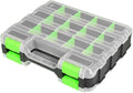 Jack Boss Tool Box with Transparent Lid, Double Side 34-Compartments Organizer Box with Removable Dividers for Hardware, Scre