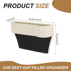 HARFINGTON 2pcs Car Seat Gap Filler Organizer 10.2 x 6.5 x 2.8 Inch PP Universal Car Organizer Storage Box Between Seat and Console (Left+Right) with Cup Holders for Phone Keys, Beige