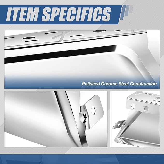 Auto Dynasty Rear Bumper End Caps Cover Compatible with 2015-2020 Ford F-150, Driver Left Side, Non Parking Sensor Holes, Polished Chrome