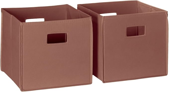 RiverRidge Kids 2pc Fabric Collapsible Storage Cube Organizers with Handles for Playroom Organization - Terracotta