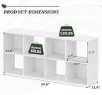 8-Cube Storage Organizer Shelf, Open Cube Bookshelf, Reversible Bookcase, Sturdy Modern Storage for Home Office, Bedroom, Liv